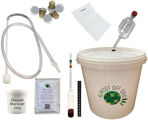Almost Off Grid Deluxe Traditional Mead Honey Wine Making Complete Starter Kit - Makes 6 Bottles 4.5L - Homebrew Meadmaking Beginners Set