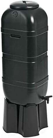 Strata 100L Black Slimline Water Butt Set with Stand, Lid and Tap - Durable Rainwater Collector for Garden, Outdoor Use, and Eco-Friendly Water Storage