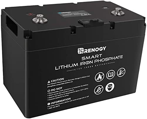 Renogy 12V 100Ah Lithium Leisure Battery 4000+ Deep Cycles, 12 Volt LiFePO4 Solar Smart Battery with BMS Protection for Van Caravan Campervan Motorhome Cabin Marine