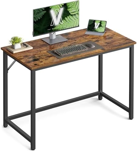 VASAGLE Computer Desk, Writing Desk, Small Office Table, 50 x 100 x 75 cm, Study, Home Office, Simple Assembly, Steel, Industrial Design, Rustic Brown and Black LWD41X