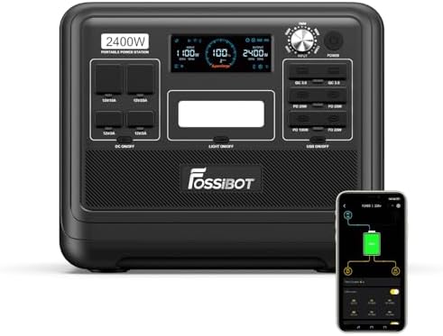 FOSSIBOT F2400 Portable Power Station, Lighter & Smaller Update LiFePO4 Solar Generator,2400W/2048Wh Energy saving and safety for Road Trips/RVing/Outdoor Camping/Daily Energy Storage/Emergency Backup