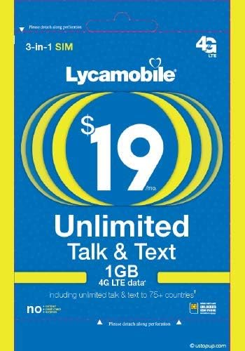Lycamobile USA SIM $19 Plan 1st Month Included SIM Card is Triple Cut Unlimited NATL Talk & Text to US Plus 75+ Countries