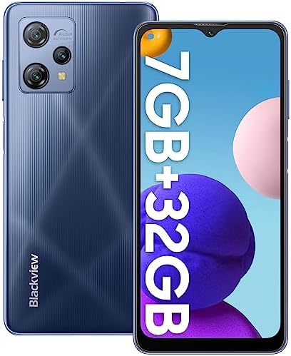 Blackview A53 Mobile Phone(2023), 7GB+32GB/1TB, Android 12 Phones, 5080mAh, 6.52’’ HD+ Screen, 12MP+5MP, 3 Cards Slots, 4G Dual Sim Free Unlocked UK, Face ID, GPS, 10W Charger Latest Phone - Black